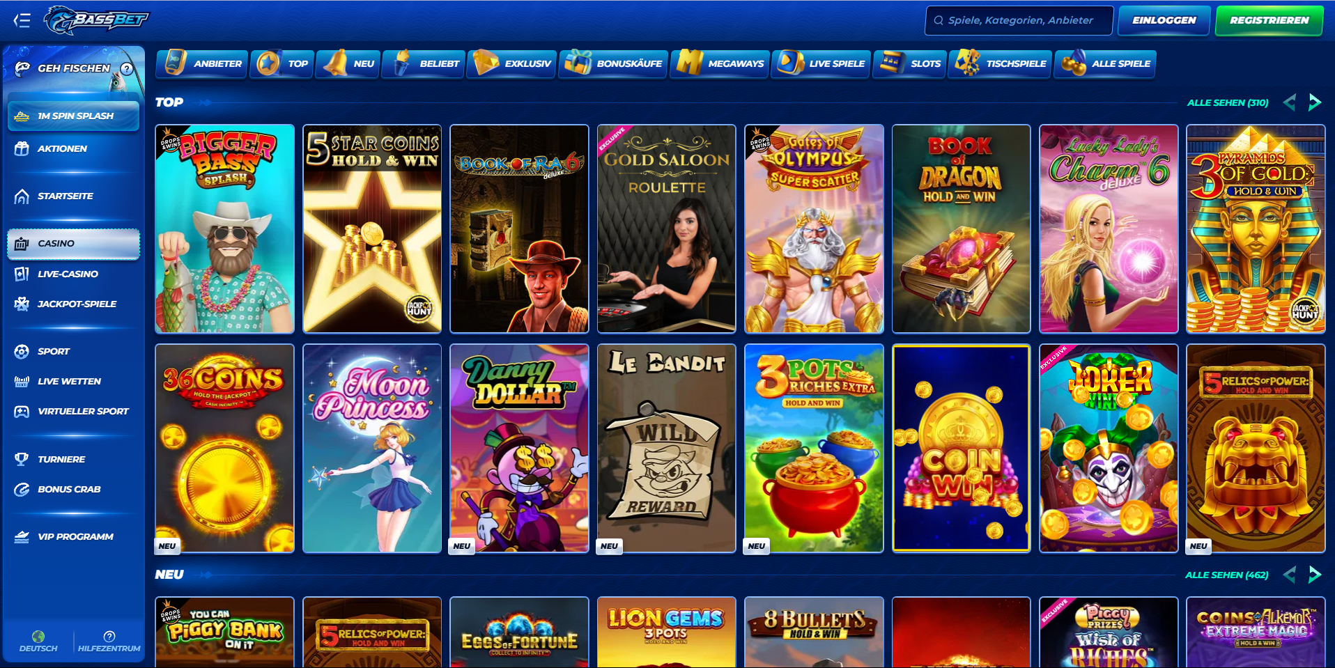 BassBet Casino Auswahl