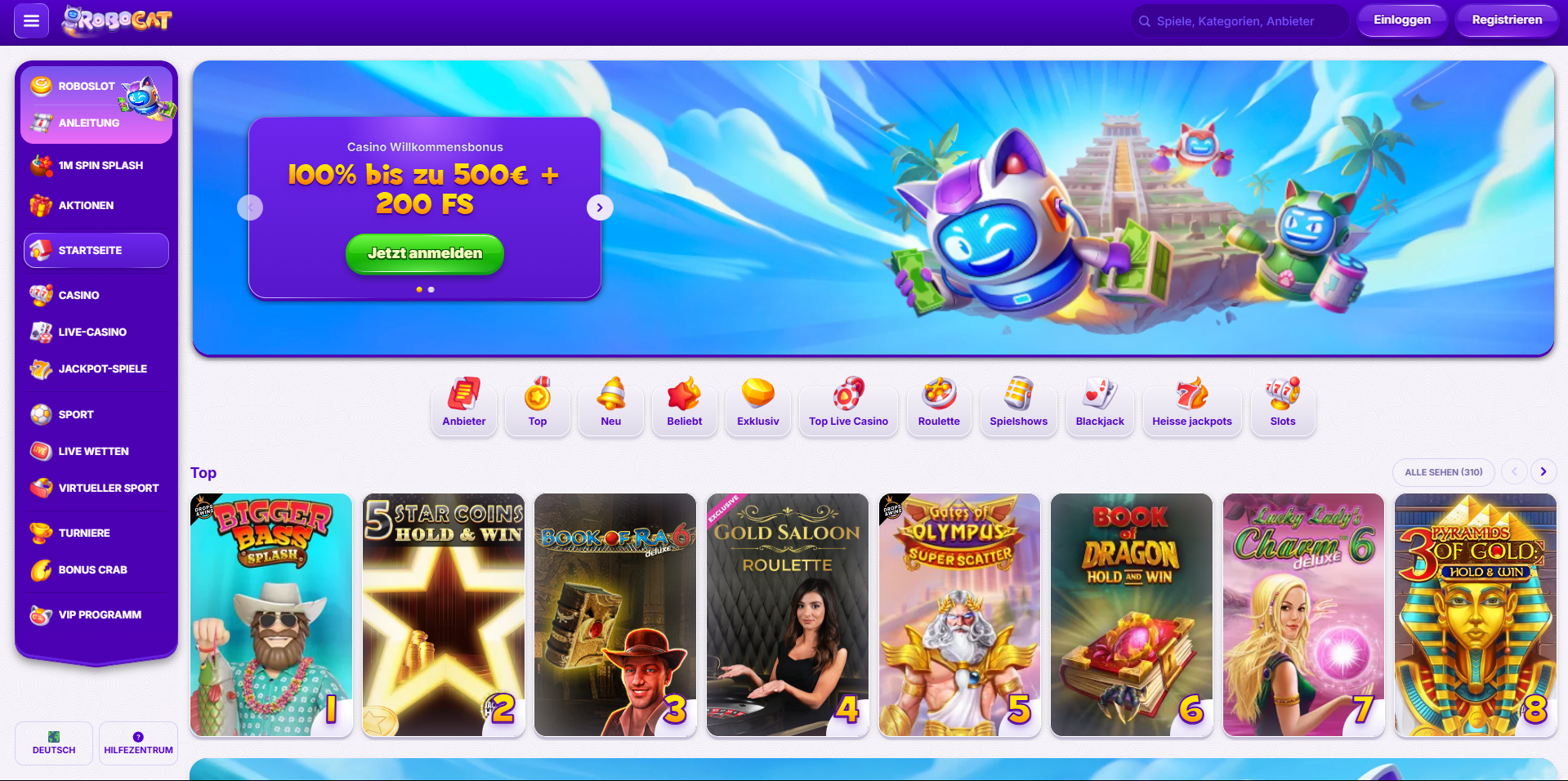 Robocat Stratseite Casino Willkommensbonus
